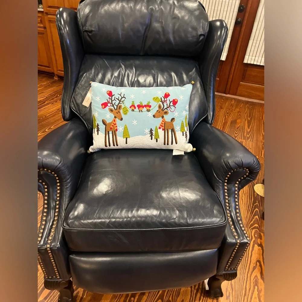 NWT Reindeer Christmas Crewel Throw Pillow Devi Designs